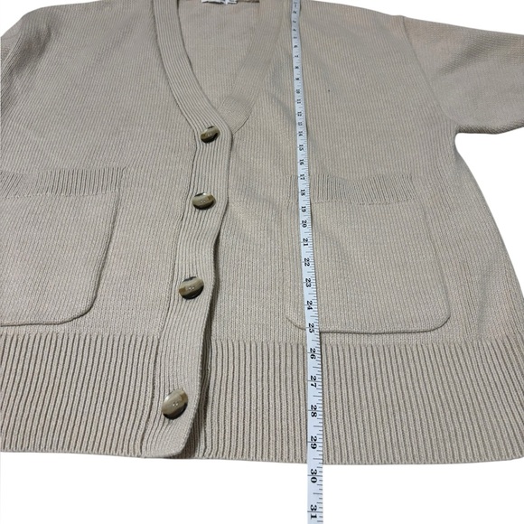 Good American Chunky Oversized Cardigan Cotton in Cream Beige Size 5/6 • 2XL/3XL - Picture 4 of 7